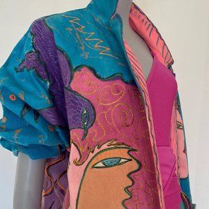 One of a kind 80s 90s Vintage Duster coat rare hand painted